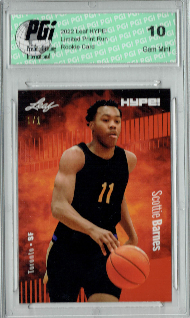Scottie Barnes 2022 Leaf Hype #75 Orange Blank Back #1/1 Rookie Card PGI 10
