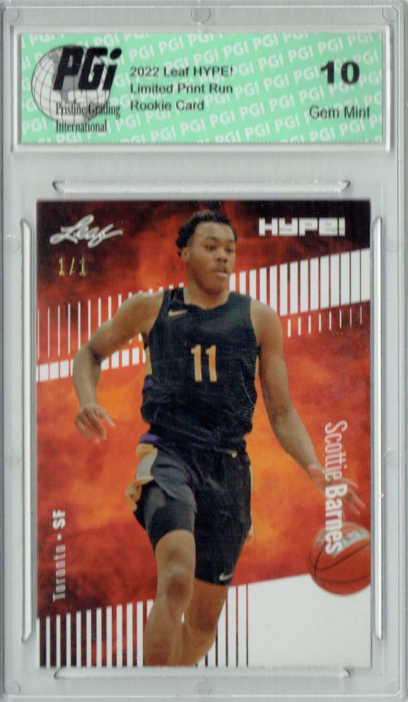Scottie Barnes 2022 Leaf Hype #75A White Blank Back #1/1 Rookie Card PGI 10