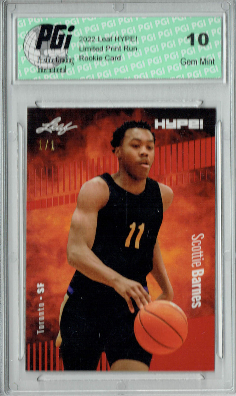 Scottie Barnes 2022 Leaf Hype #75 Red Blank Back #1/1 Rookie Card PGI 10