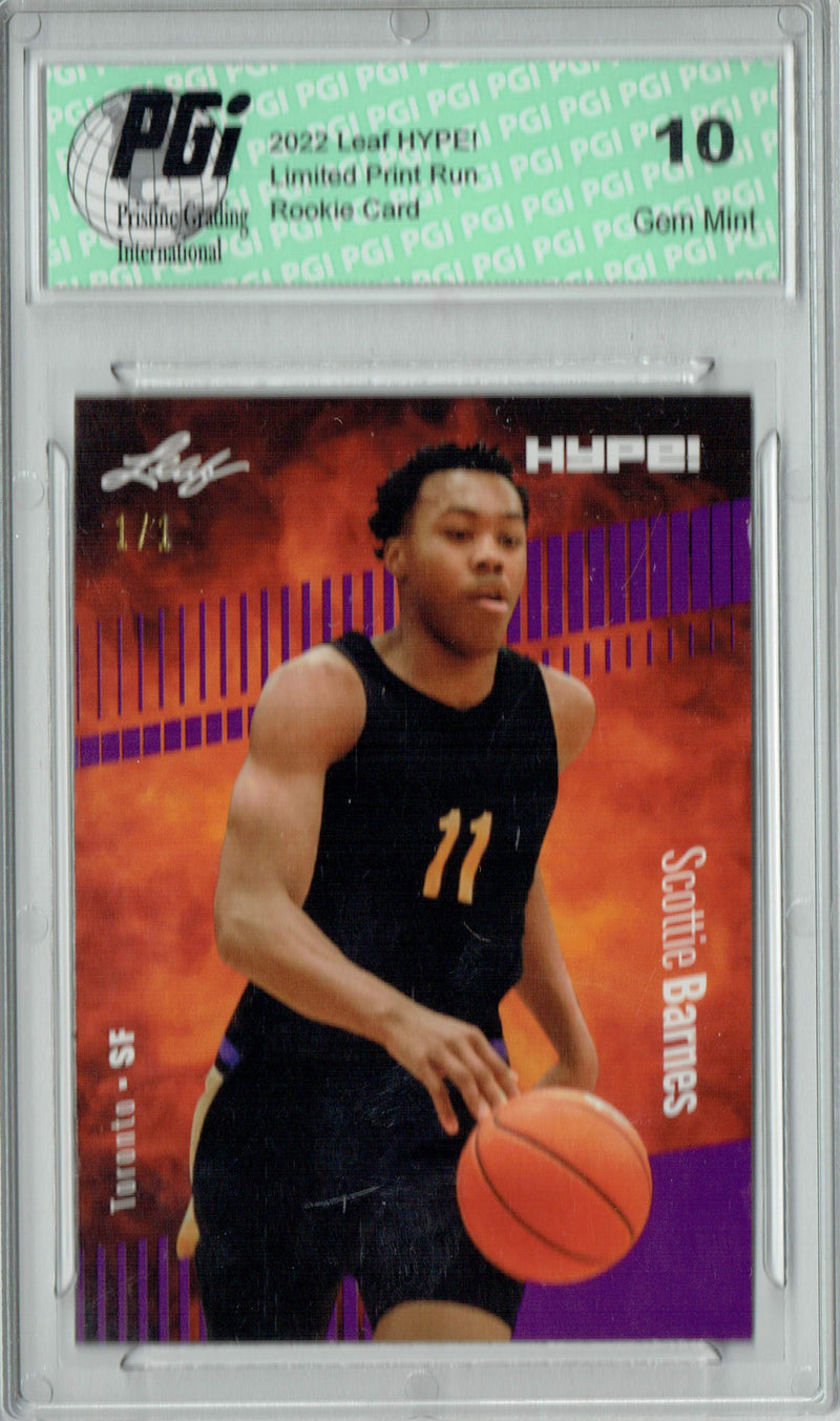Scottie Barnes 2022 Leaf Hype #75 Purple Blank Back #1/1 Rookie Card PGI 10