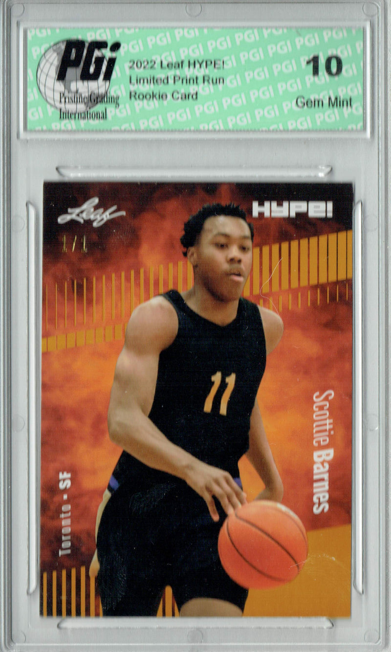 Scottie Barnes 2022 Leaf Hype #75 Gold Blank Back #1/1 Rookie Card PGI 10