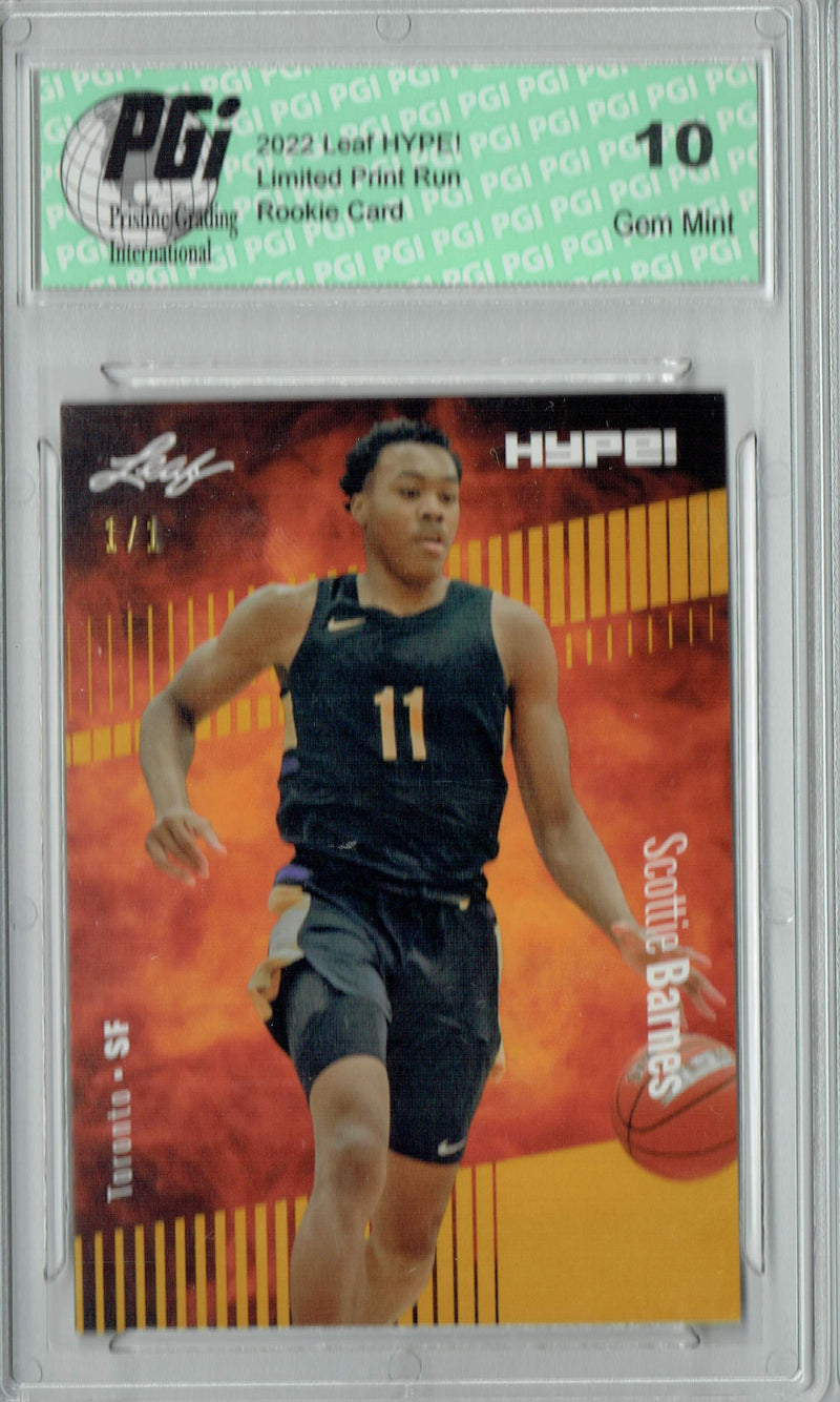 Scottie Barnes 2022 Leaf Hype #75A Gold Blank Back #1/1 Rookie Card PGI 10