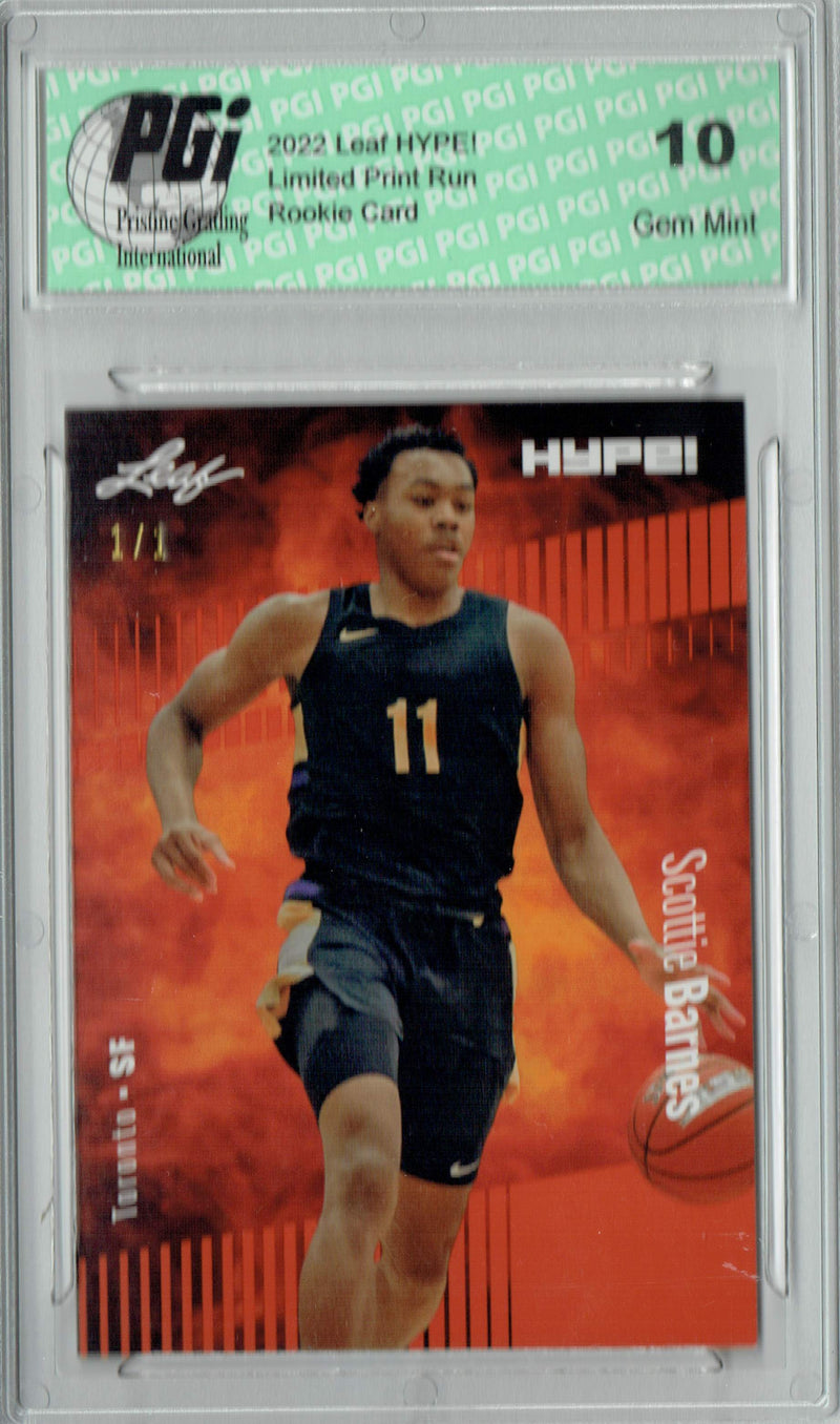 Scottie Barnes 2022 Leaf Hype #75A Orange Blank Back #1/1 Rookie Card PGI 10