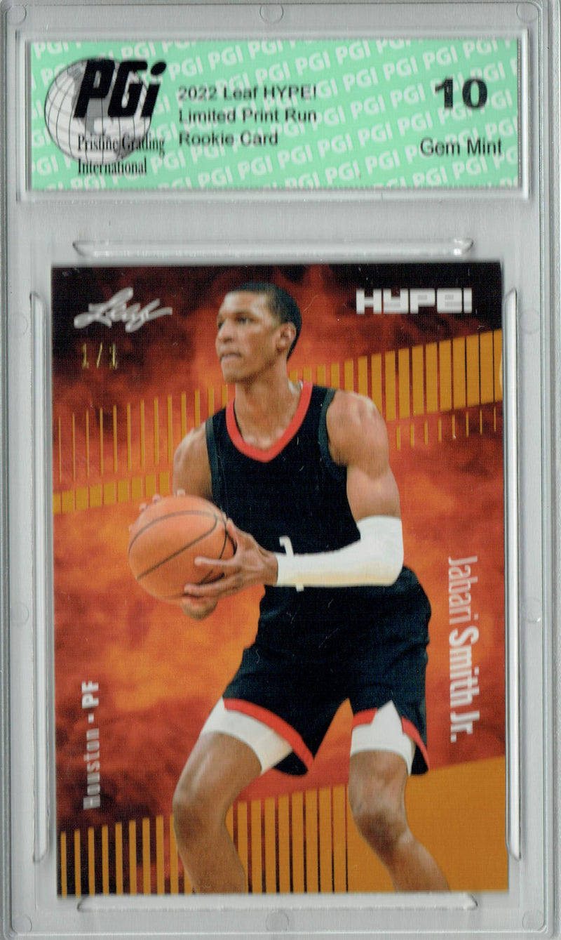 Jabari Smith Jr. 2022 Leaf Hype #76 Gold Blank Back #1/1 Rookie Card PGI 10