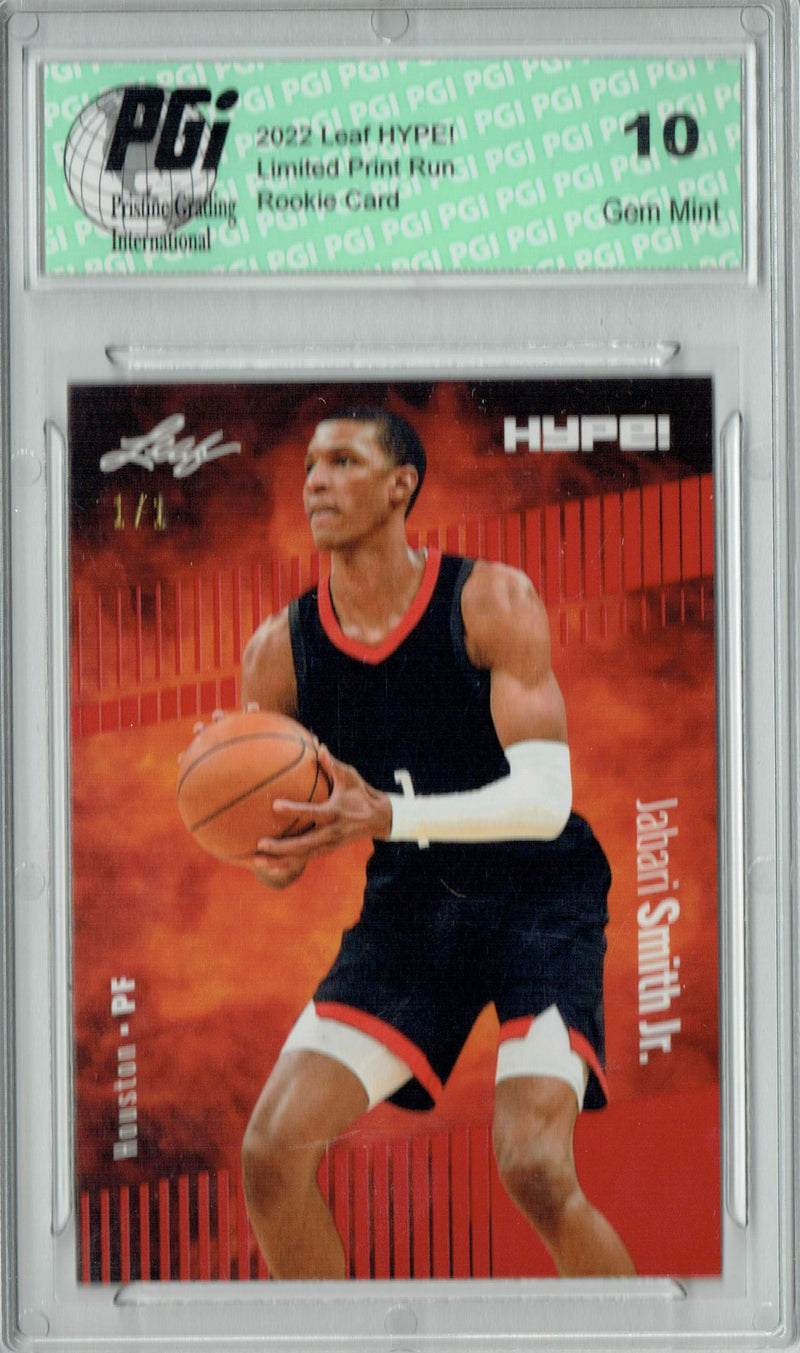 Jabari Smith Jr. 2022 Leaf Hype #76 Red Blank Back #1/1 Rookie Card PGI 10