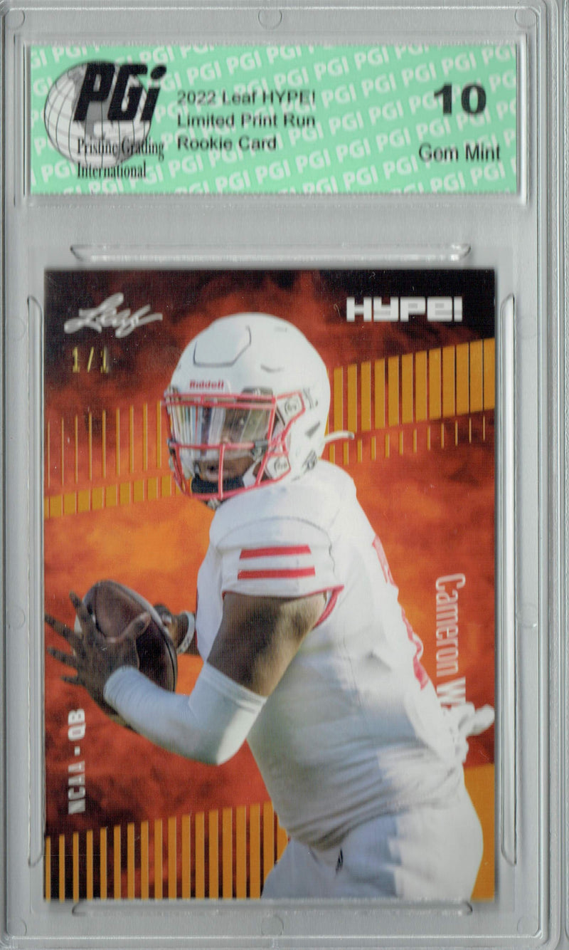 Cam Ward Rookie Card Tennessee PGI 10 Gem Mint Football Trading Card 2022 Leaf Hype #78 Gold Blank Back #1/1