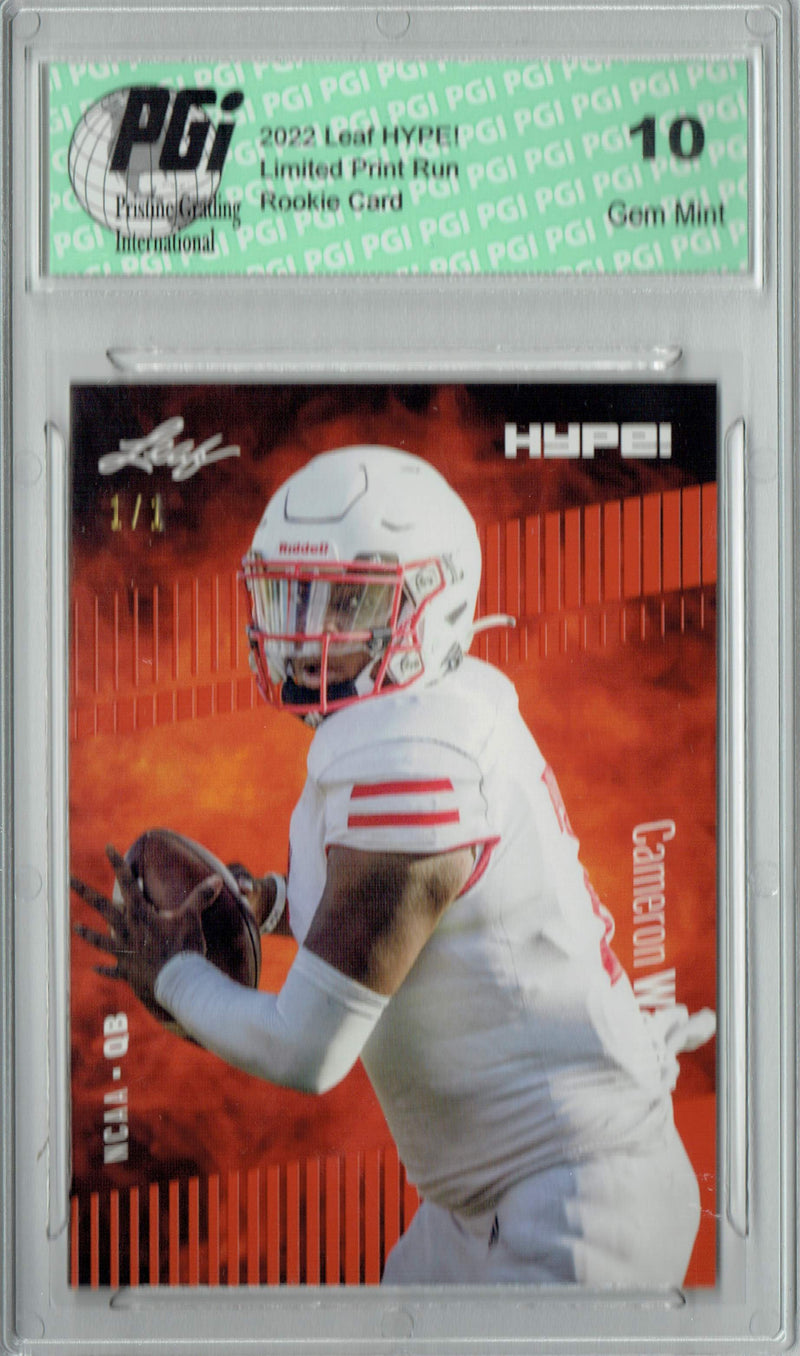Cam Ward Rookie Card Tennessee PGI 10 Gem Mint Football Trading Card 2022 Leaf Hype #78 Orange Blank Back #1/1