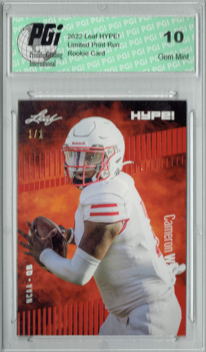 Cam Ward Rookie Card Tennessee PGI 10 Gem Mint Football Trading Card 2022 Leaf Hype #78 Red Blank Back #1/1