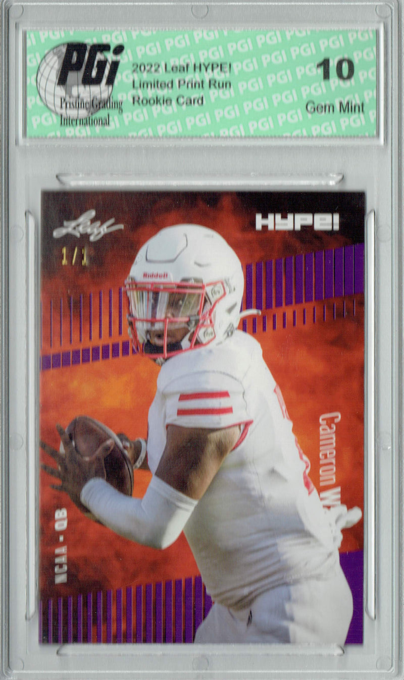 Cam Ward Rookie Card Tennessee PGI 10 Gem Mint Football Trading Card 2022 Leaf Hype #78 Purple Blank Back #1/1