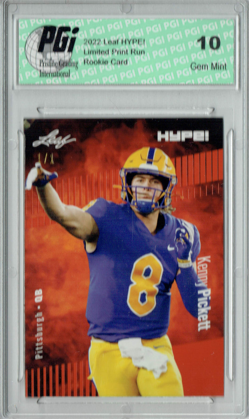 Kenny Pickett Rookie Card Pittsburgh PGI 10 Gem Mint Football Trading Card 2022 Leaf Hype #79 Orange Blank Back #1/1