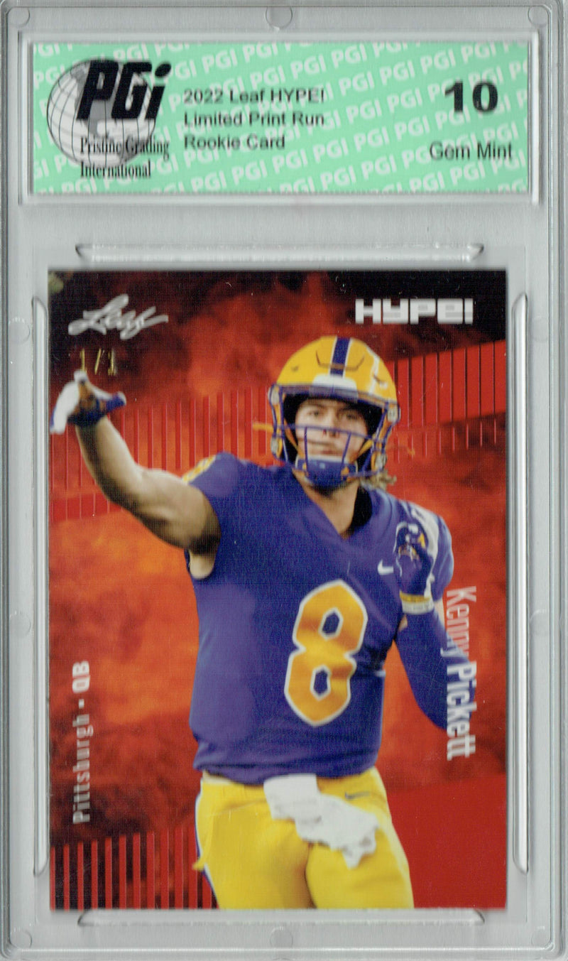 Kenny Pickett Rookie Card Pittsburgh PGI 10 Gem Mint Football Trading Card 2022 Leaf Hype #79 Red Blank Back #1/1