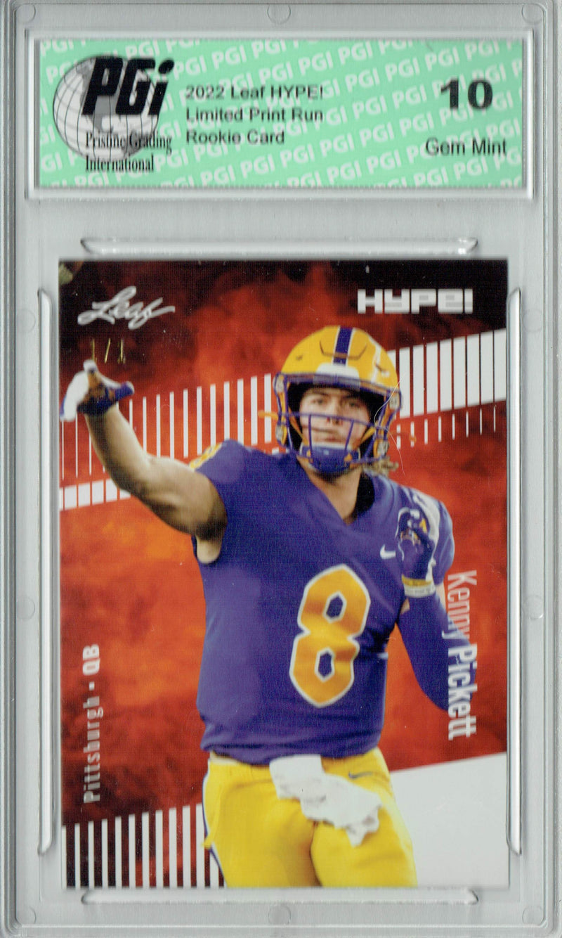 Kenny Pickett Rookie Card Pittsburgh PGI 10 Gem Mint Football Trading Card 2022 Leaf Hype #79 White Blank Back #1/1