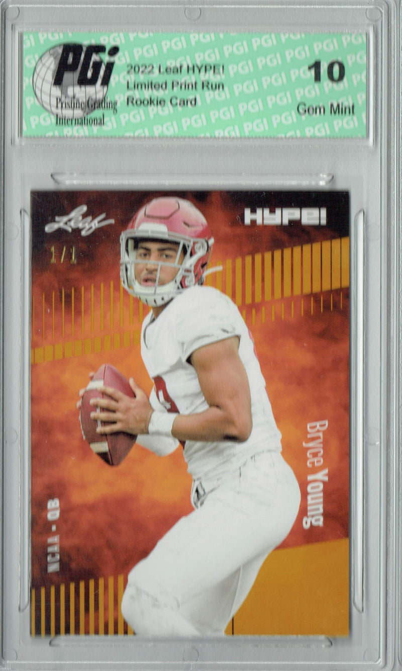 Bryce Young Rookie Card Carolina PGI 10 Gem Mint Football Trading Card 2022 Leaf Hype #80 Gold Blank Back #1/1