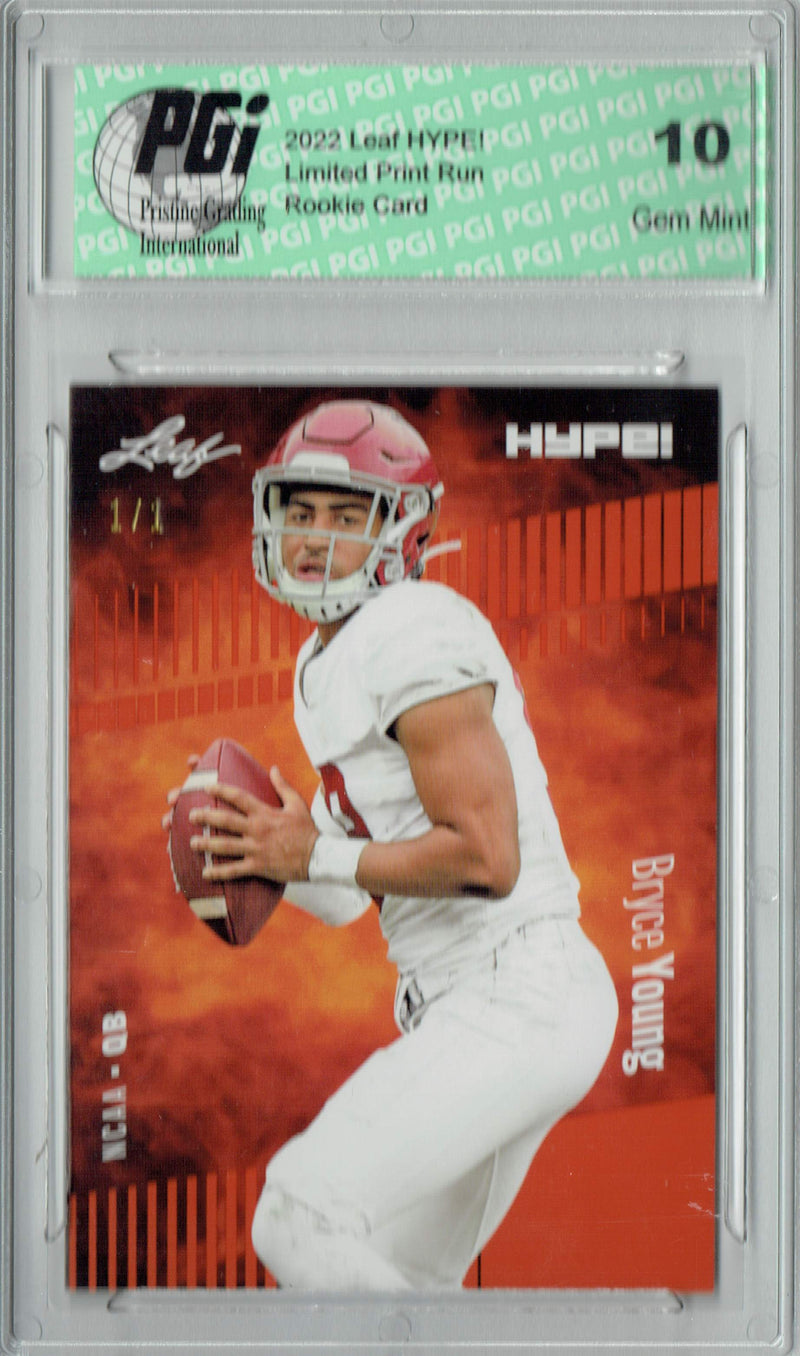Bryce Young 2022 Leaf Hype #80 Orange Blank Back #1/1 Rookie Card PGI 10