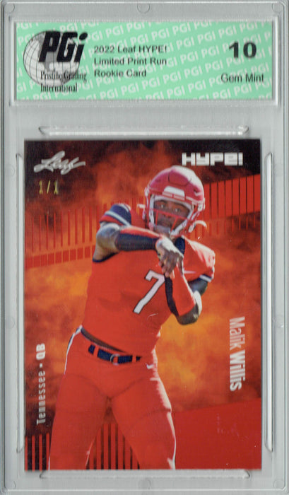 Malik Willis 2022 Leaf Hype #83 Red Blank Back #1/1 Rookie Card PGI 10