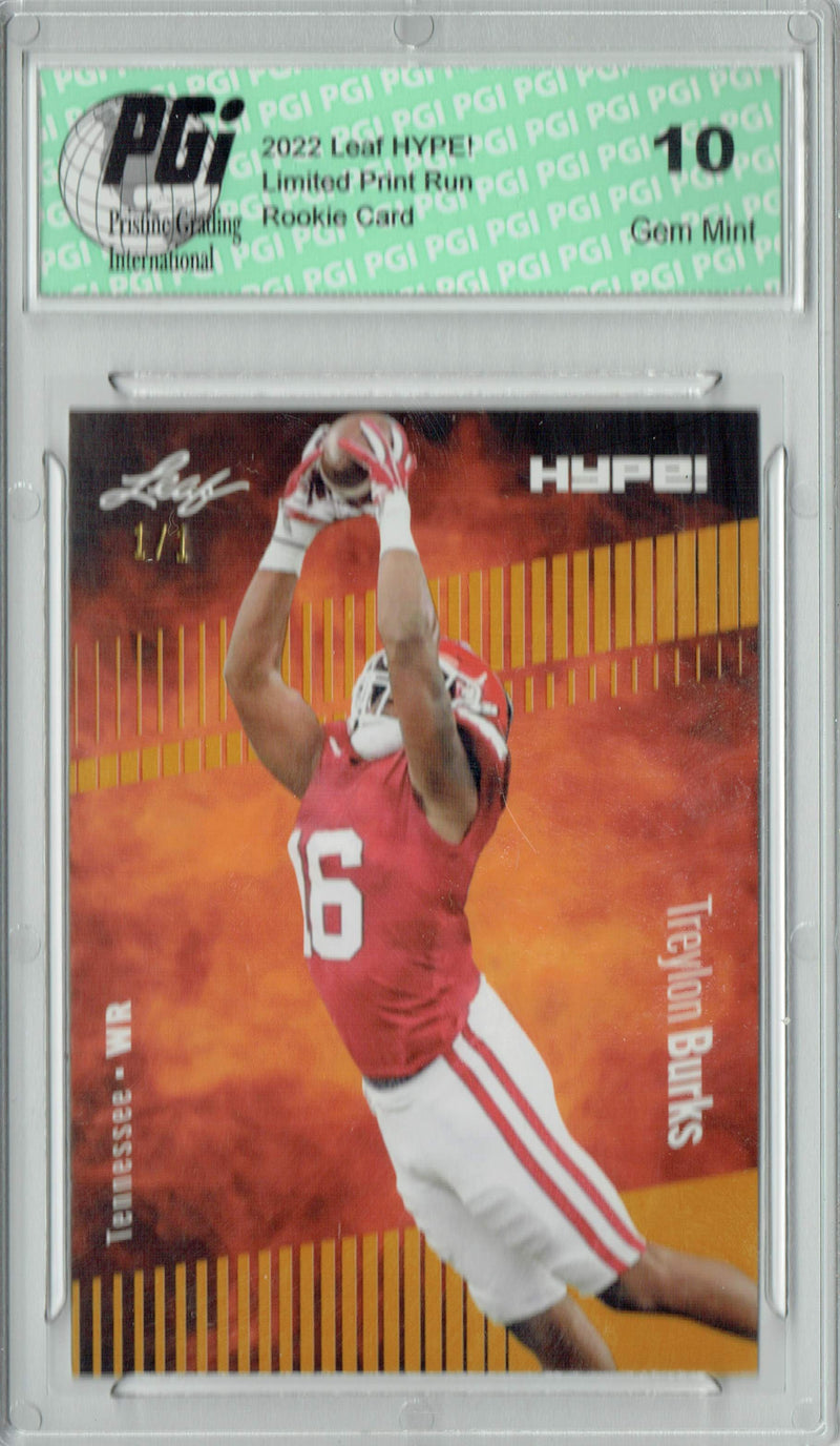 Treylon Burks 2022 Leaf Hype #89 Gold Blank Back #1/1 Rookie Card PGI 10