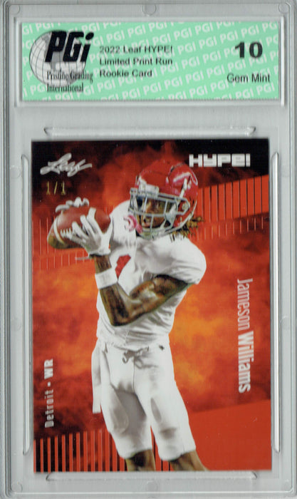 Jameson Williams 2022 Leaf Hype #88 Orange Blank Back #1/1 Rookie Card PGI 10