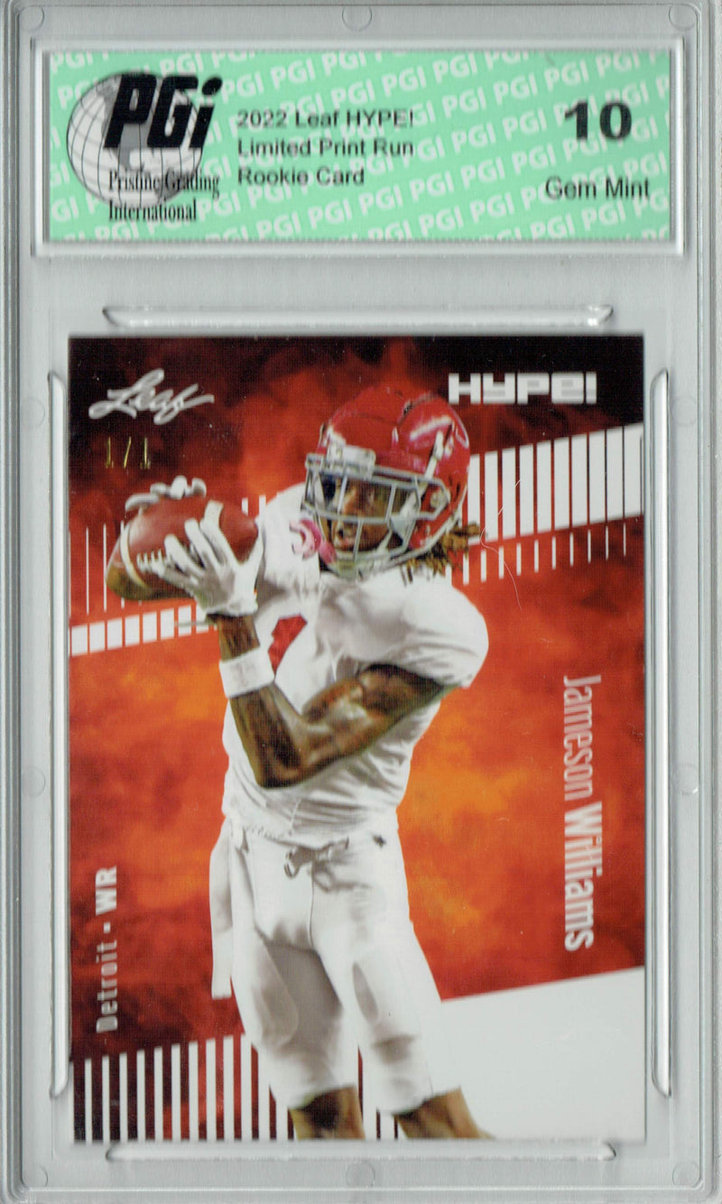 Jameson Williams 2022 Leaf Hype #88 White Blank Back #1/1 Rookie Card PGI 10