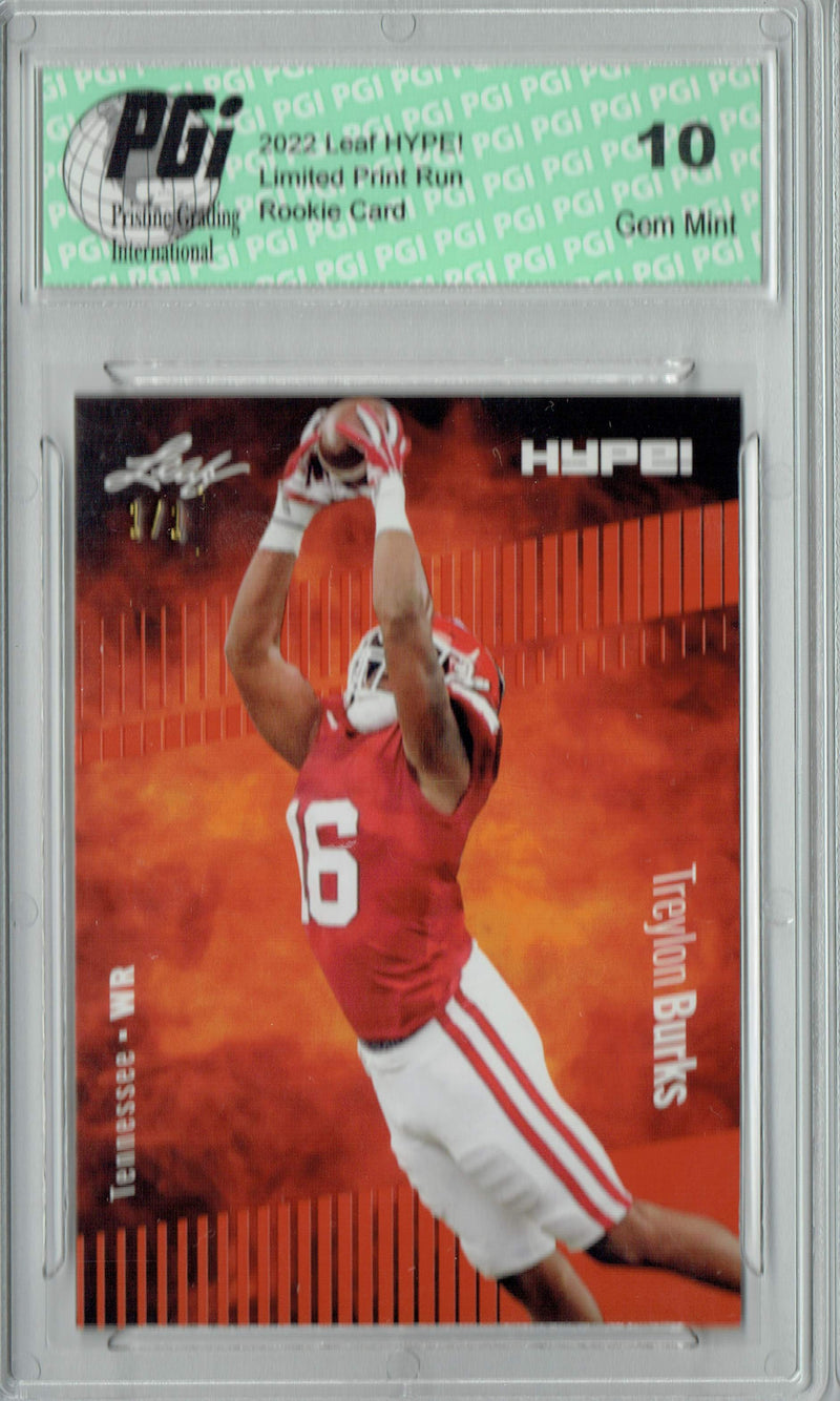 Treylon Burks Rookie Card Tennessee PGI 10 Gem Mint Football Trading Card 2022 Leaf Hype #89 Orange Blank Back #1/1