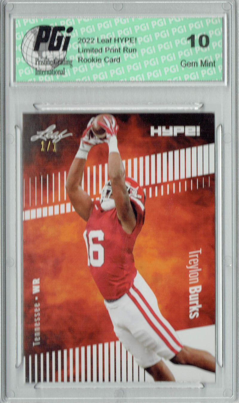 Treylon Burks Rookie Card Tennessee PGI 10 Gem Mint Football Trading Card 2022 Leaf Hype #89 White Blank Back #1/1