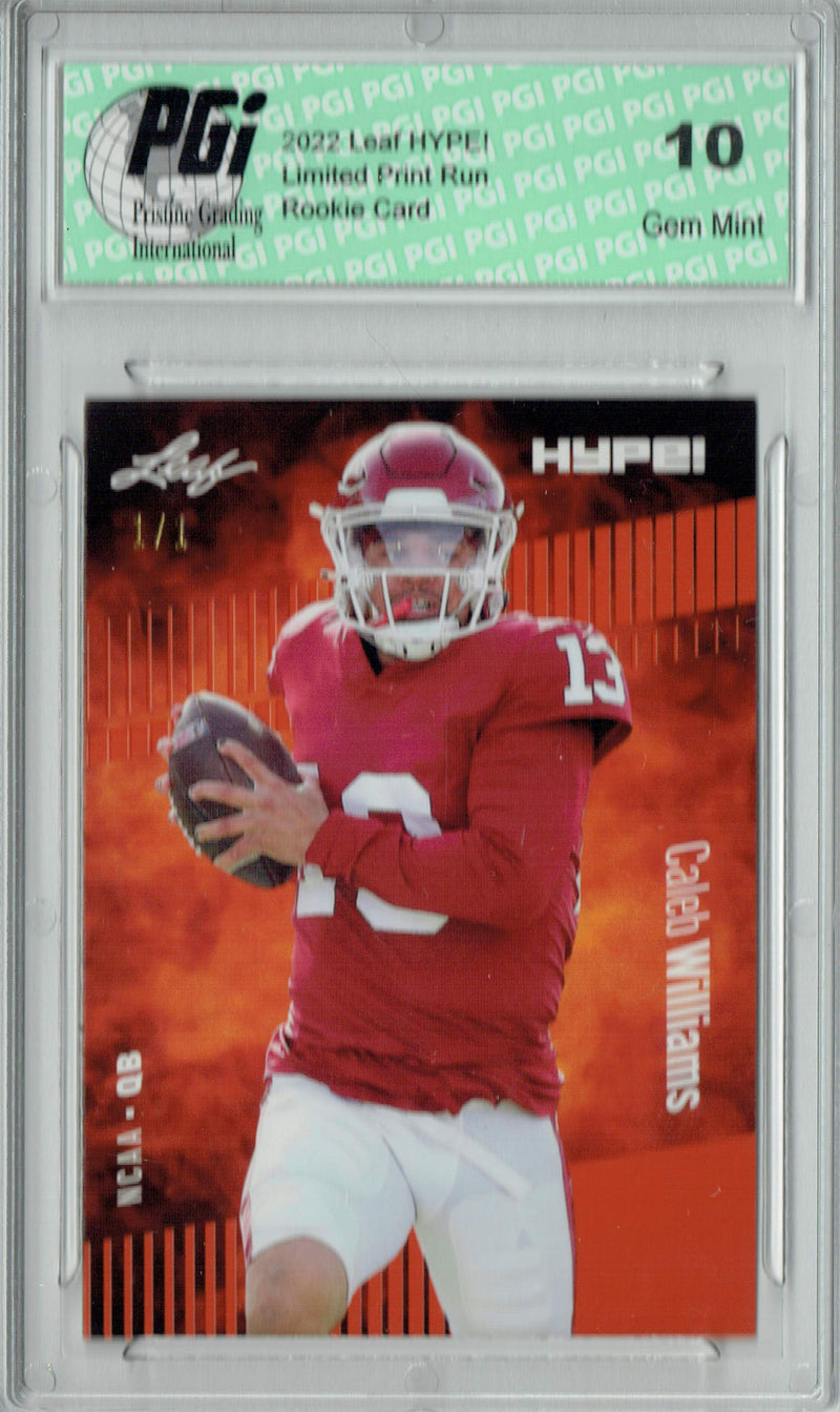 Caleb Williams Rookie Card USC / Chicago PGI 10 Gem Mint Football Trading Card 2022 Leaf Hype #96 Orange Blank Back #1/1