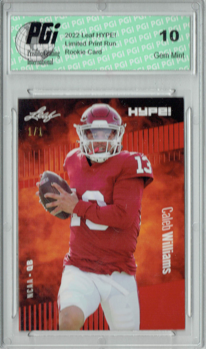 Caleb Williams Rookie Card USC / Chicago PGI 10 Gem Mint Football Trading Card 2022 Leaf Hype #96 Red Blank Back #1/1