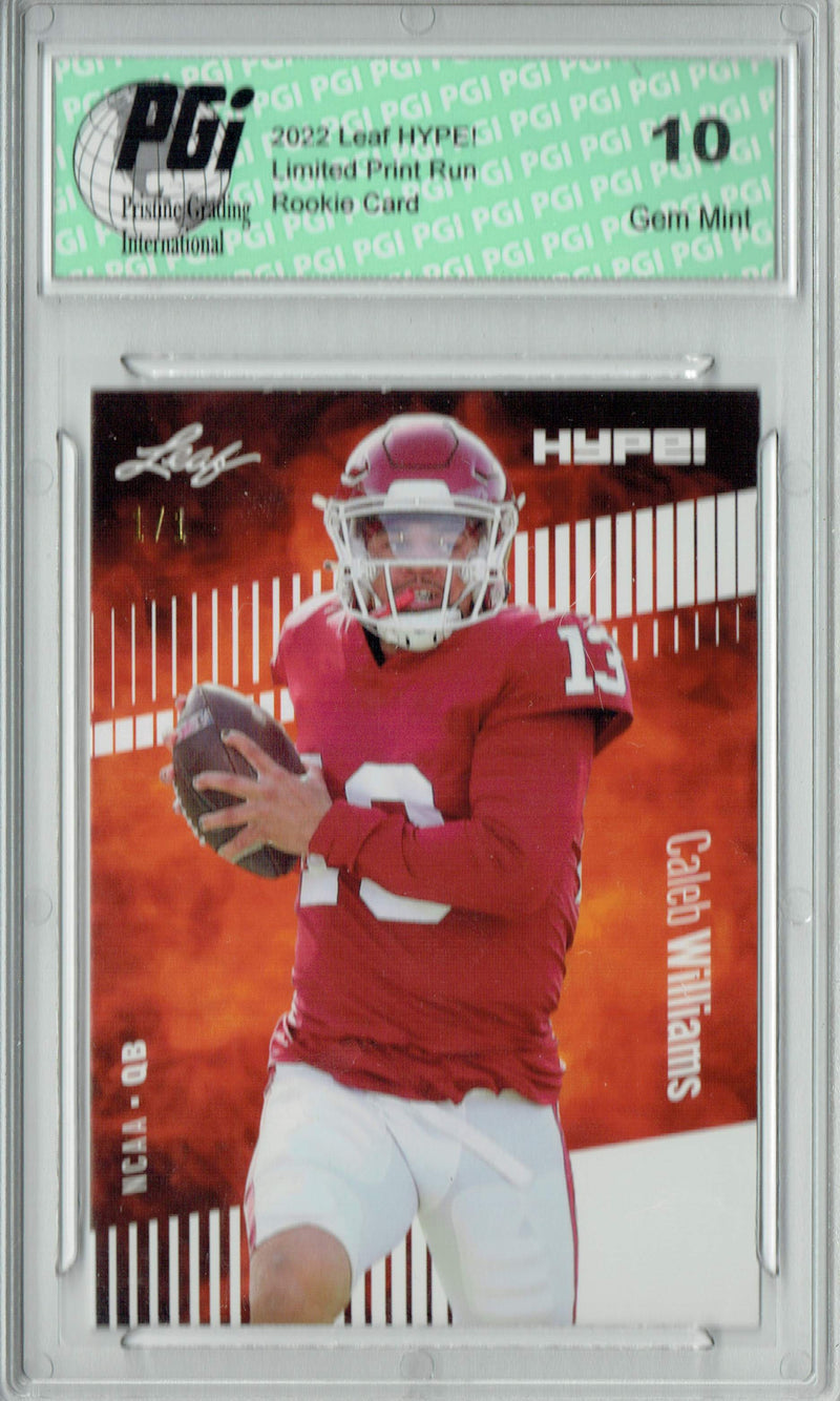 Caleb Williams Rookie Card USC / Chicago PGI 10 Gem Mint Football Trading Card 2022 Leaf Hype #96 White Blank Back #1/1