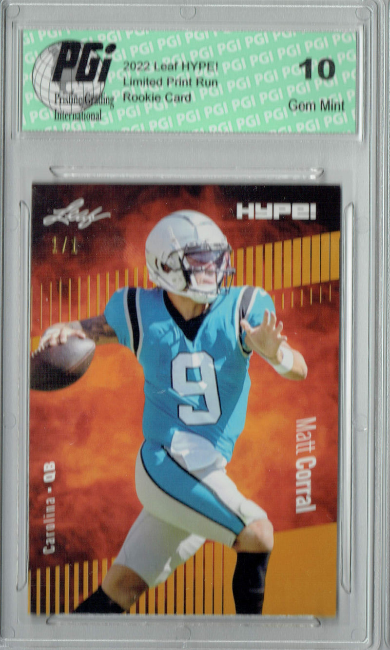 Matt Corral Rookie Card Carolina PGI 10 Gem Mint Football Trading Card 2022 Leaf Hype #97 Gold Blank Back #1/1