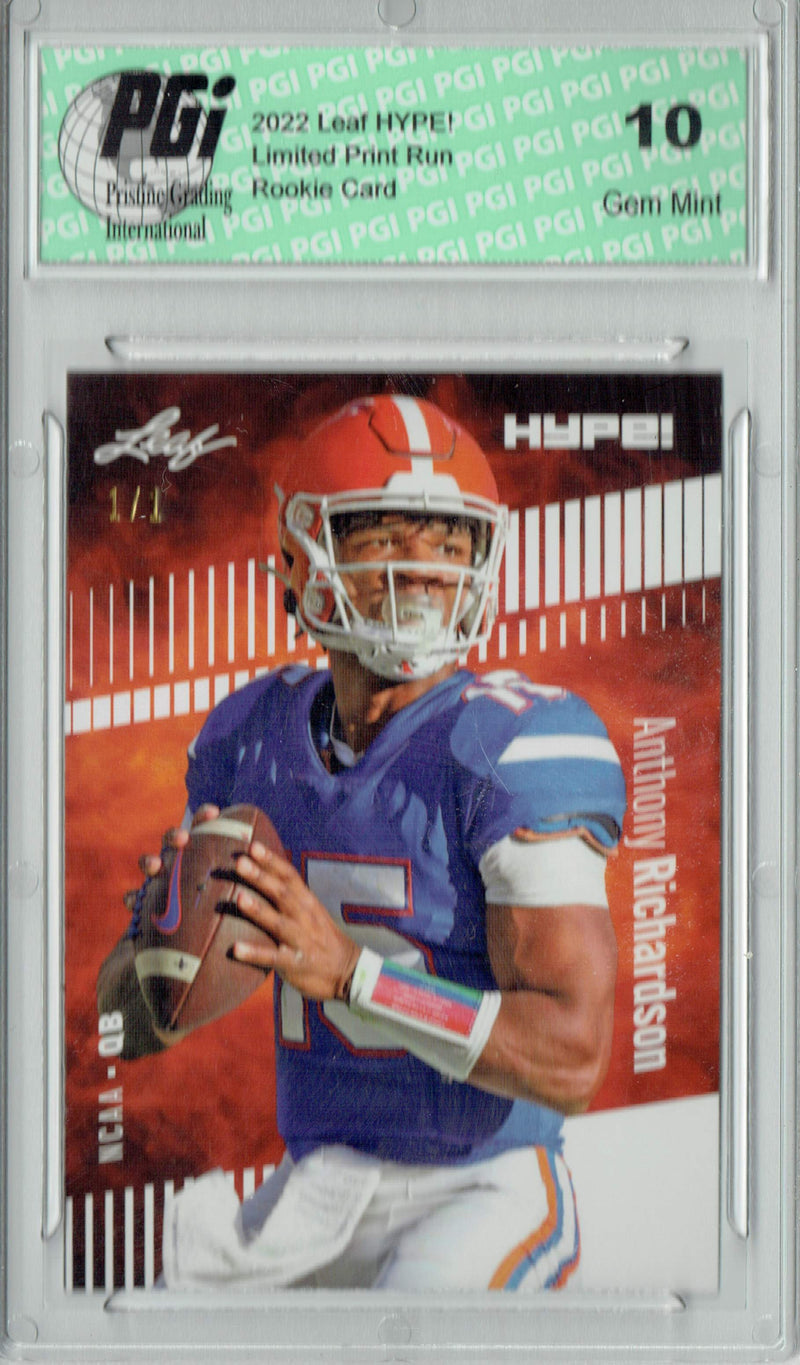 Anthony Richardson Rookie Card Indianapolis PGI 10 Gem Mint Football Trading Card 2022 Leaf Hype #77 White Blank Back #1/1