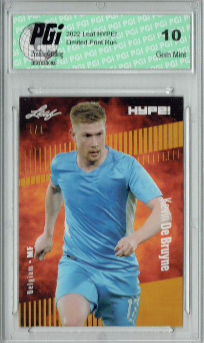 Kevin De Bruyne 2022 Leaf Hype #95 Gold Blank Back #1/1 Trading Card PGI 10