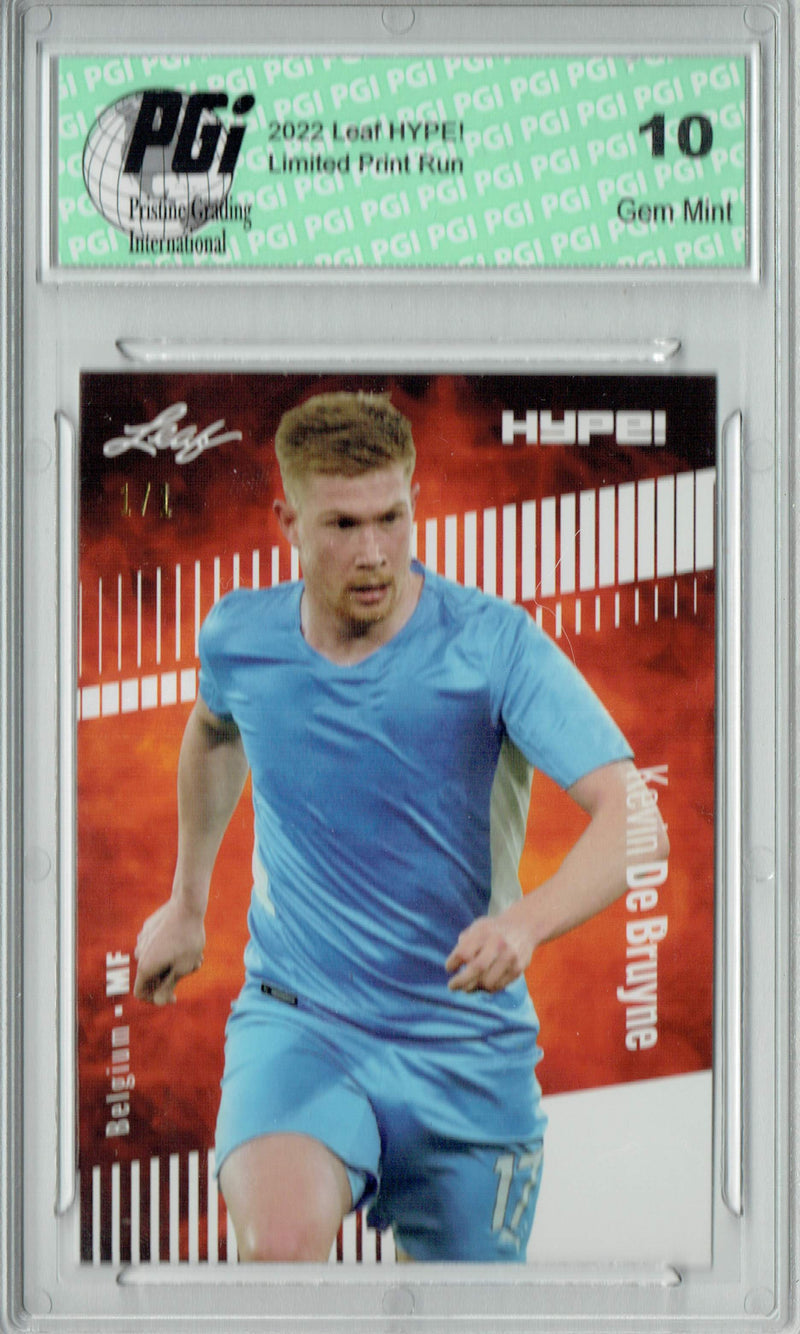 Kevin De Bruyne 2022 Leaf Hype #95 White Blank Back #1/1 Trading Card PGI 10