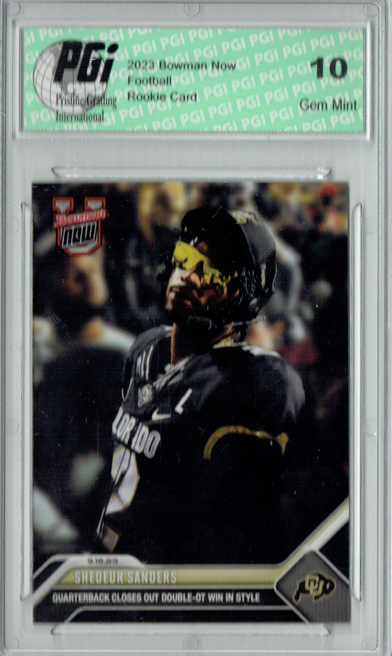 Shedeur Sanders 2023 Bowman Now #5 Colorado Buffaloes Rookie Card PGI 10