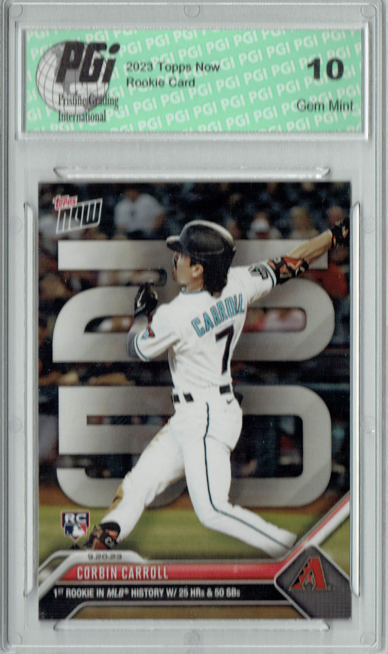 Corbin Carroll 2023 Topps Now #898 1st With 25 HR, 50 SBs Rookie Card PGI 10
