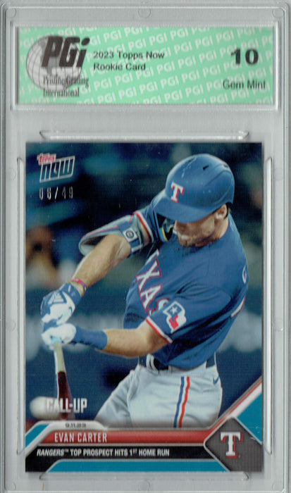 Evan Carter 2023 Topps Now #852 Blue SP Only 49 Made! Rookie Card PGI 10