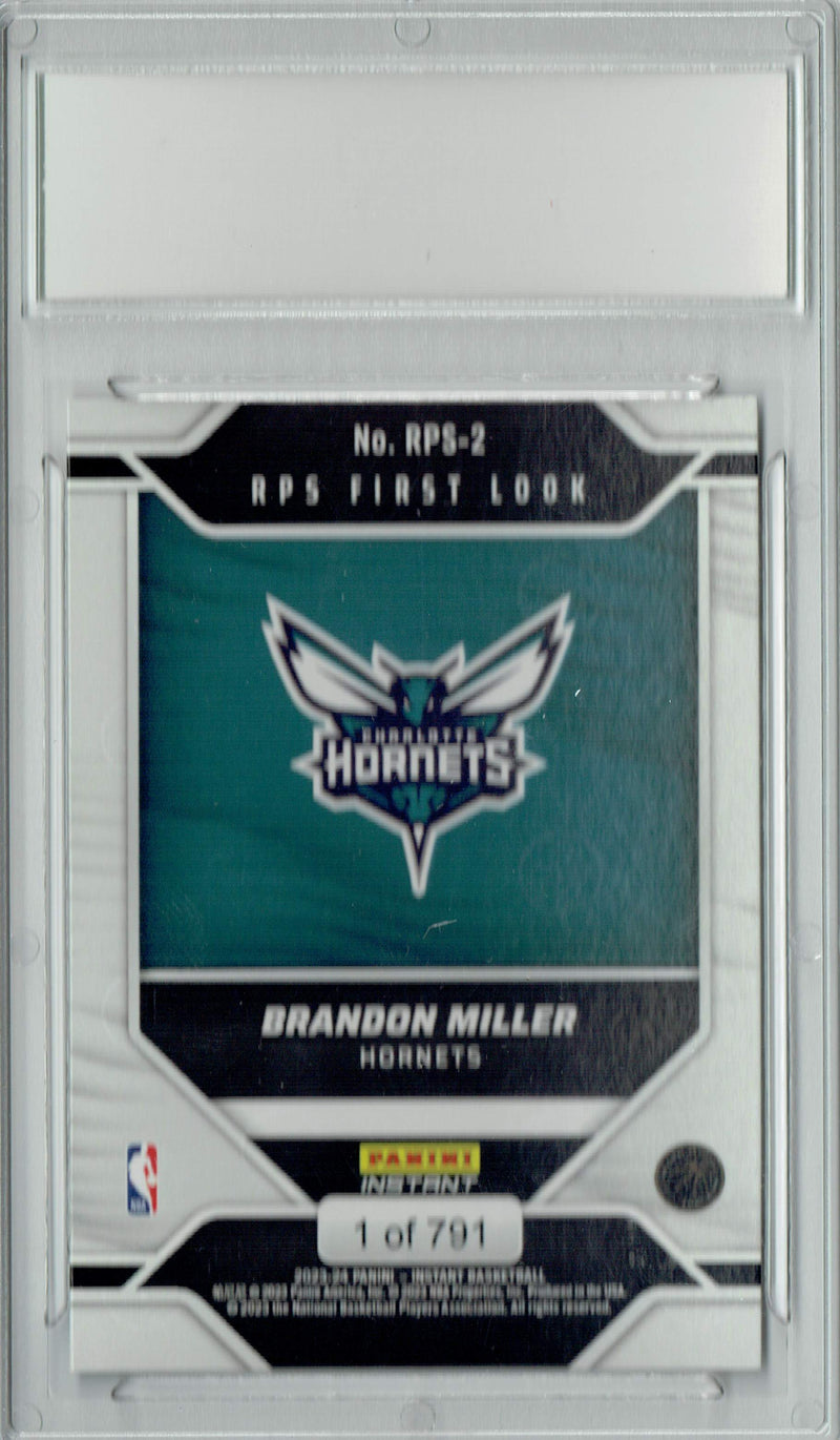 Brandon Miller 2023 Panini Instant #RPS-2 First Look Rookie Card PGI 10