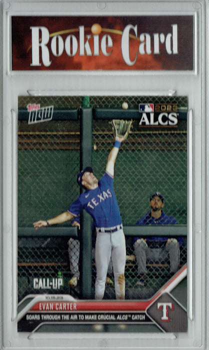 Certified Mint+ Evan Carter 2023 Topps Now #1004 World Series Champs Texas Rangers Rookie Card