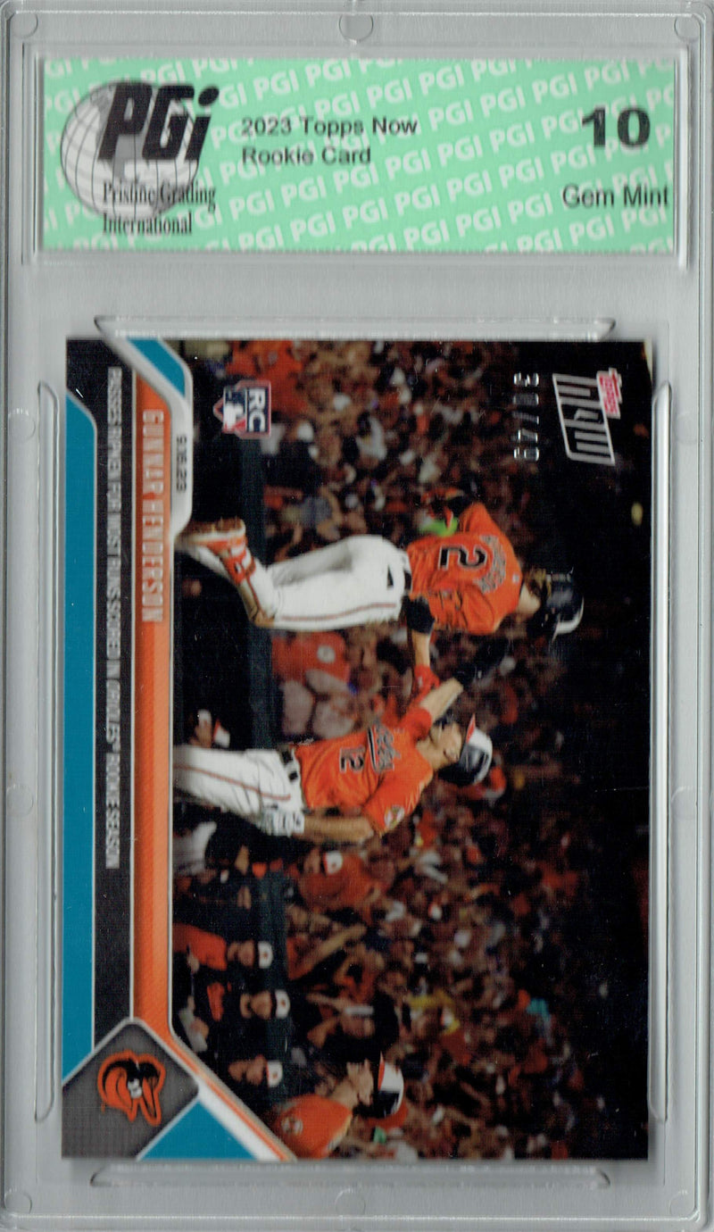 Gunnar Henderson 2023 Topps Now #875 Blue SP #30/49 Rookie Card PGI 10