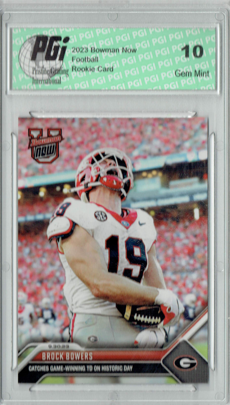 Brock Bowers 2023 Bowman University Now #11 Game Winning TD Rookie Card PGI 10