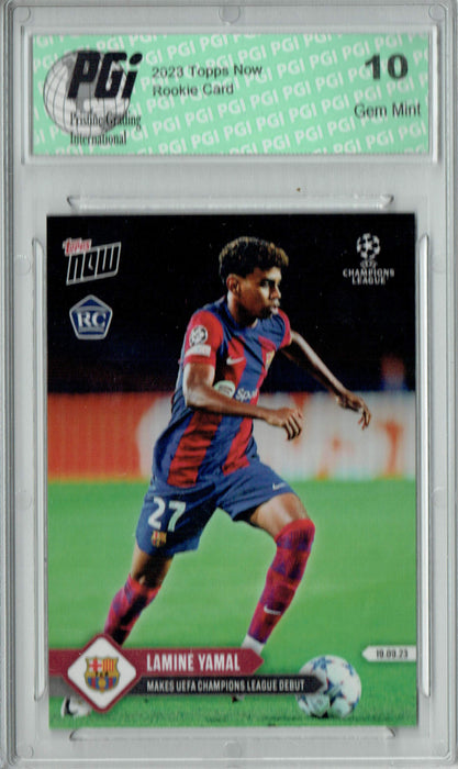 Lamine Yamal 2023 Topps Now #9 Champions League Debut Rookie Card PGI 10