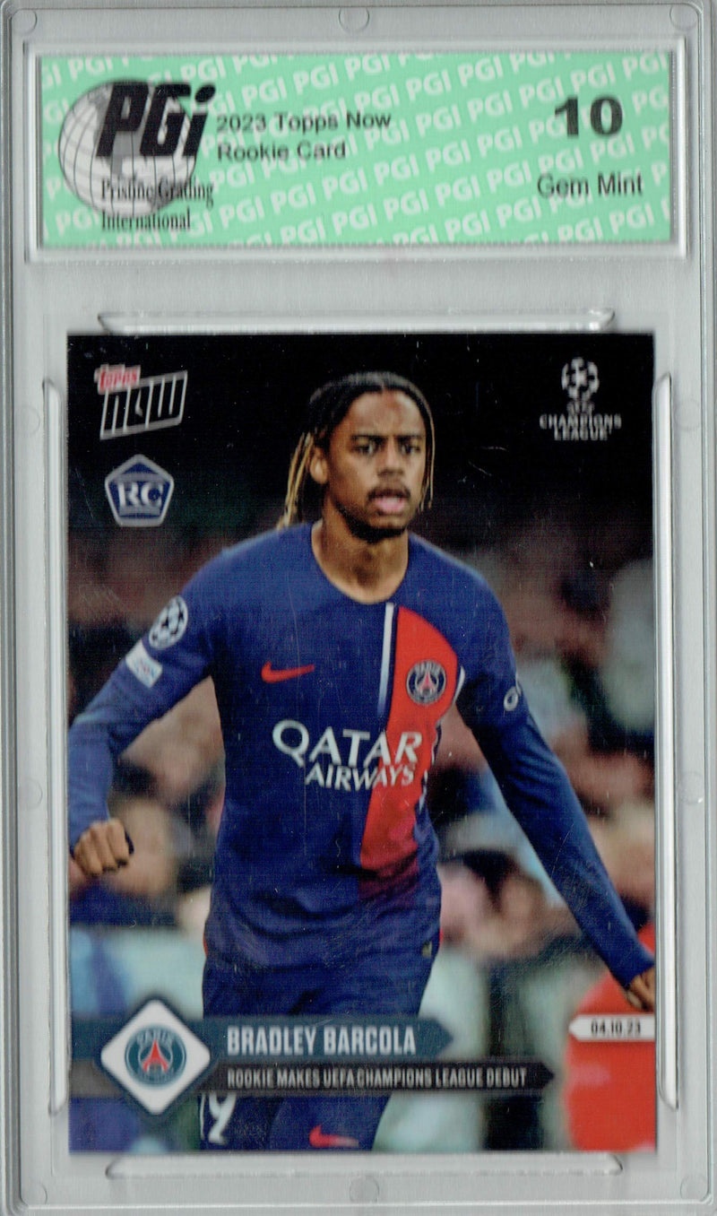 Bradley Barcola 2023 Topps Now #37 Champions League Debut Rookie Card PGI 10
