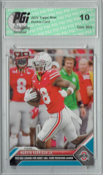 Marvin Harrison Jr 2023 Bowman University Now #3 Blue 49 Made Rookie Card PGI 10
