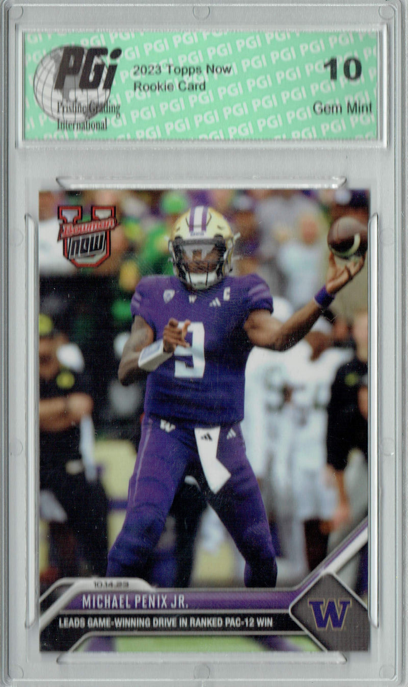 Michael Penix Jr. 2023 Bowman University Now #14 Game Winning Rookie Card PGI 10 Atlanta Falcons