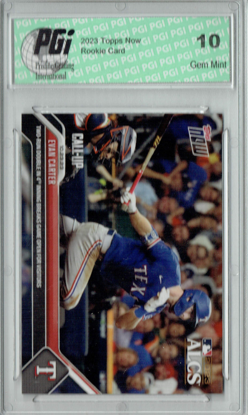 Evan Carter 2023 Topps Now #1037 Texas Rangers Rookie Card PGI 10
