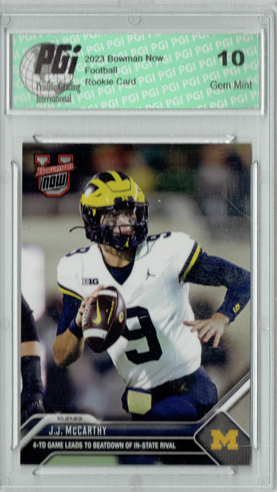 J.J. McCarthy 2023 Bowman Now #17 Minnesota Vikings Rookie Card PGI 10