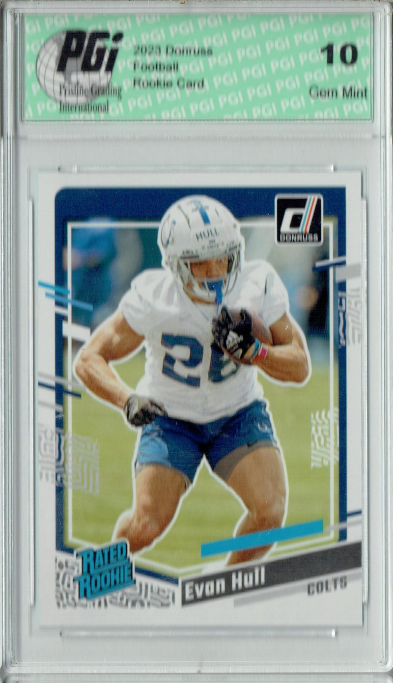 Evan Hull 2023 Donruss Football #344 Rated Rookie Card PGI 10