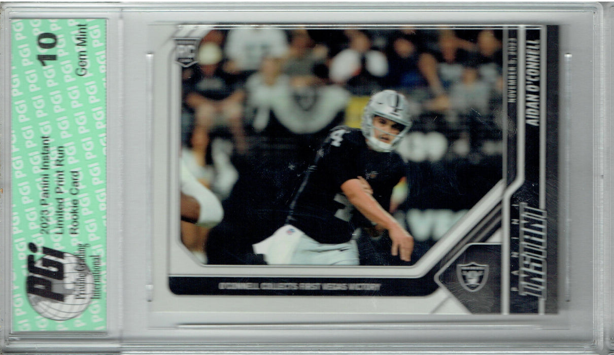 Aidan O'Connell 2023 Topps Now #36 Collects 1st Vegas Victory Rookie Card PGI 10