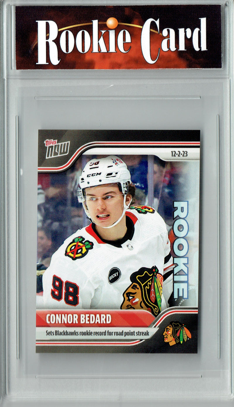 Certified Mint+ Connor Bedard 2023 Topps Now #52 Sets Chicago Blackhawks Points Record Rookie Card Sticker