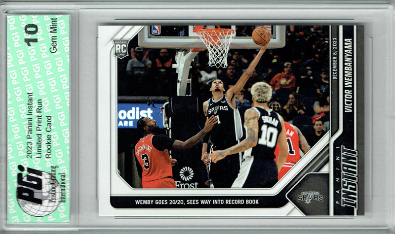 Victor Wembanyama 2023 Panini Instant #143 Goes for 20/20 Rookie Card PGI 10