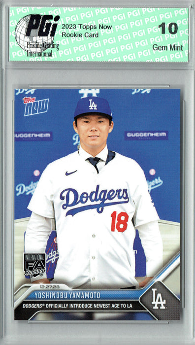 Yoshinobu Yamamoto 2023 Topps Now #OS-25 Dodgers Newest Ace Rookie Card PGI 10