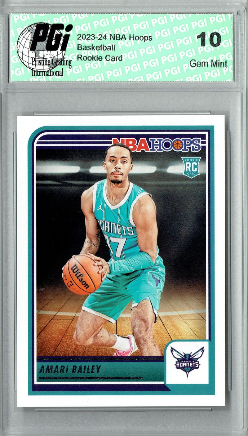 Amari Bailey 2023 Hoops #267 Charlotte Hornets Rookie Card PGI 10